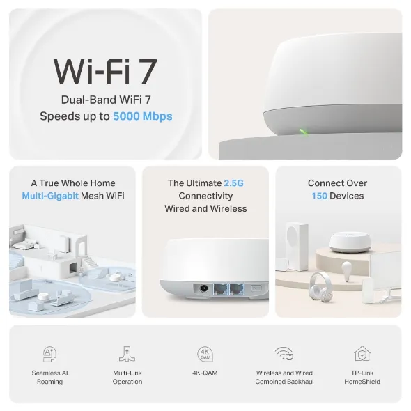 TP-Link Deco BE5000 Whole Home Mesh WiFi 7 System (Pack Of 3) BE25 view 3